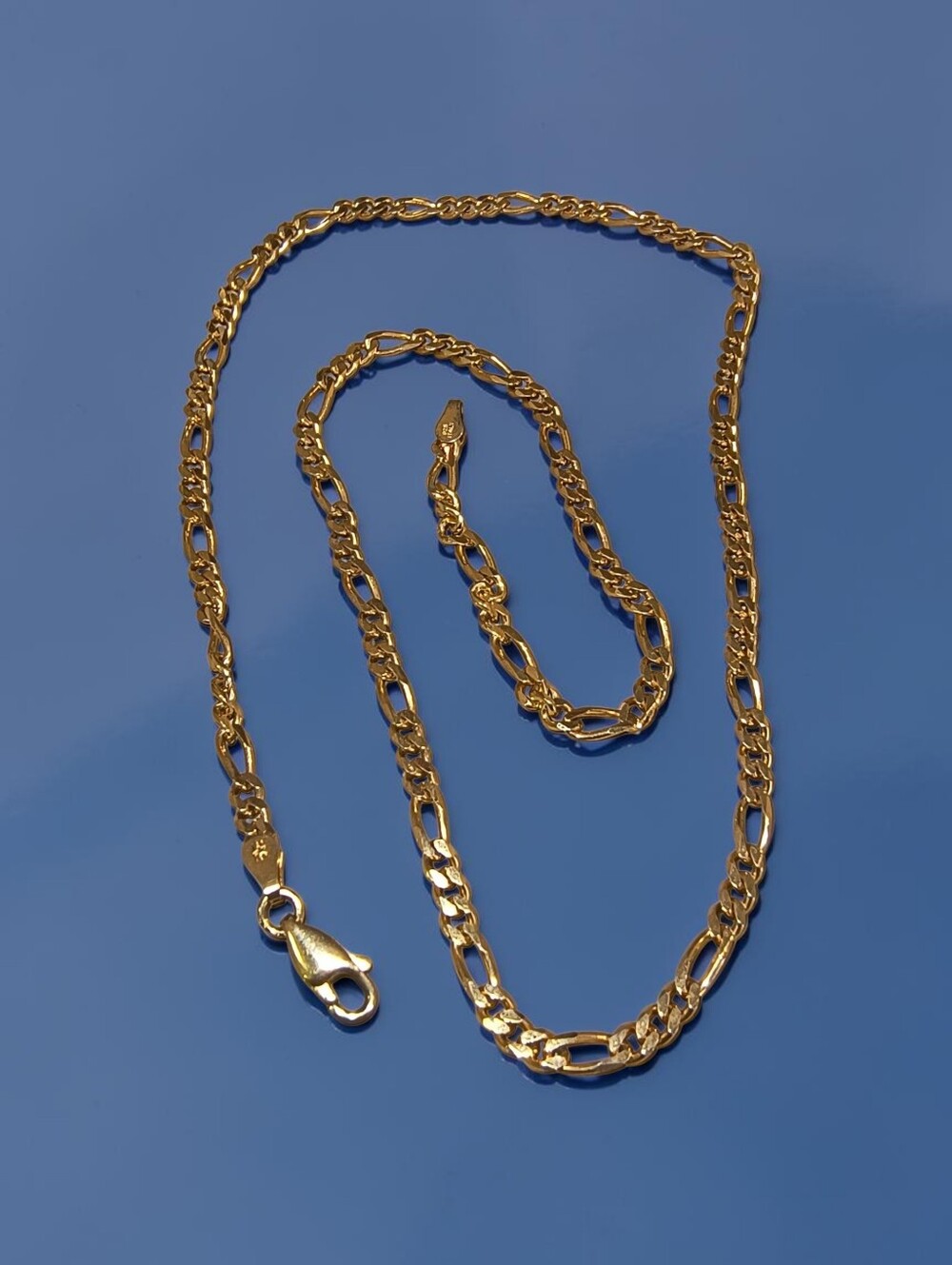 Gold Vermeil Over Sterling Silver Italy Figaro Chain Necklace